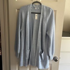 Gap Cotton Shaker Stitch Open Front Cardigan Lt Blue Sz XL. NWT